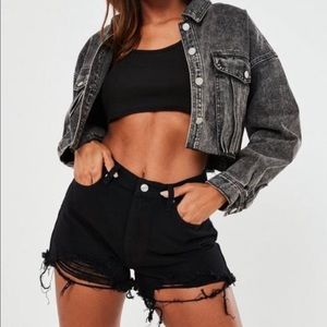 Black high waisted denim shorts Misguided